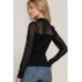 Long Slv Mesh Panel Detail Sweater Top
