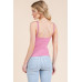 Ribbed V-neck Lace Trim With Strap Tank Top
