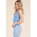 Ribbed V-neck Lace Trim With Strap Tank Top