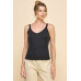 Ribbed V-neck Lace Trim With Strap Tank Top