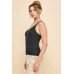 Ribbed V-neck Lace Trim With Strap Tank Top