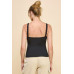 Ribbed V-neck Lace Trim With Strap Tank Top