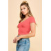 Short Sleeve V-neck Crop Top