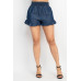 Smocked Waist Ruffled Denim Shorts