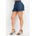 Smocked Waist Ruffled Denim Shorts