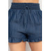 Smocked Waist Ruffled Denim Shorts