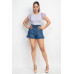 Smocked Waist Ruffled Denim Shorts