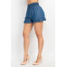 Smocked Waist Ruffled Denim Shorts