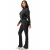 Thermal Crop Jacket With Flare Pants Set