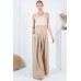 Large Hem Wide Leg Pleated Solid Pants