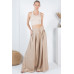 Large Hem Wide Leg Pleated Solid Pants