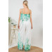Printed Crop Top & Wide Leg Long Pants Set
