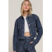 Button Down Stripe Denim Short Jacket