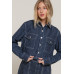 Button Down Stripe Denim Short Jacket