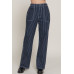 Stripe Stretch Denim Straight Pants