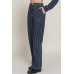 Stripe Stretch Denim Straight Pants