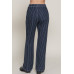 Stripe Stretch Denim Straight Pants