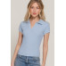 Short Slv Line Detail Polo Rib Knit Top