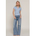 Short Slv Line Detail Polo Rib Knit Top