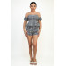 Off-shoulder Smock Gingham Top & Mini Short Sets