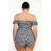 Off-shoulder Smock Gingham Top & Mini Short Sets