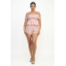 Off-shoulder Smock Gingham Top & Mini Short Sets