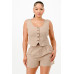 Casual Cropped Vest And Short Set
