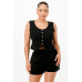 Casual Cropped Vest And Short Set