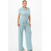 Textured Polo Top And Pants Set