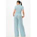 Textured Polo Top And Pants Set