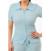 Textured Polo Top And Pants Set