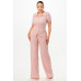 Textured Polo Top And Pants Set