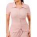 Textured Polo Top And Pants Set