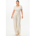 Textured Polo Top And Pants Set