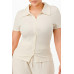 Textured Polo Top And Pants Set
