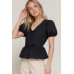 Short Puff Slv Tied Popline Top