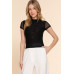Short Cap Slv High Neck 2 Ply Mesh Top