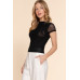 Short Cap Slv High Neck 2 Ply Mesh Top