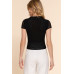 Short Cap Slv High Neck 2 Ply Mesh Top