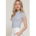 Short Cap Slv High Neck 2 Ply Mesh Top