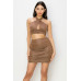 Glittered Tie Top & Ruching Skirts Set