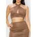 Glittered Tie Top & Ruching Skirts Set
