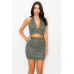 Glittered Tie Top & Ruching Skirts Set