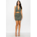 Glittered Tie Top & Ruching Skirts Set