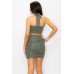 Glittered Tie Top & Ruching Skirts Set