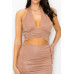 Glittered Tie Top & Ruching Skirts Set