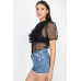 Sheer Ruffle-trim Dot Top