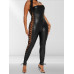 Faux Leather Jumpsuit