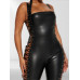 Faux Leather Jumpsuit