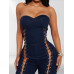 Lace Up Detail Denim Jumpsuit